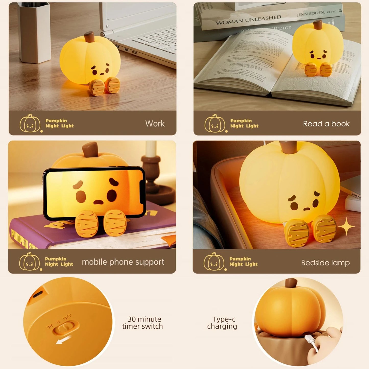 New Cute Rechargeable LED Pumpkin Night Light – A Perfect Sleep Aid