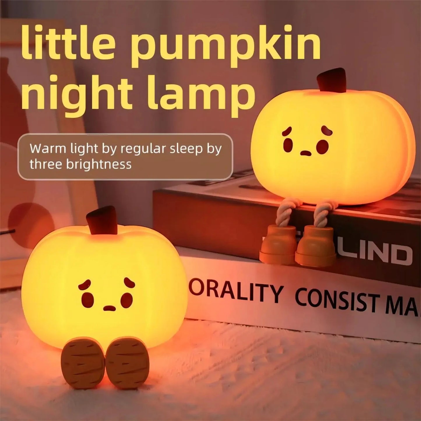 New Cute Rechargeable LED Pumpkin Night Light – A Perfect Sleep Aid